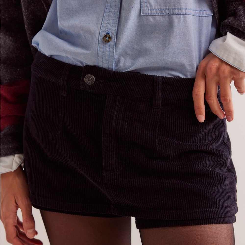 Free People Black Corduroy Mini Skirt